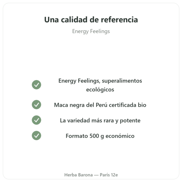 Maca Negra Bio en Polvo – Energy Feelings – 500 g calidad Paris Herba Barona