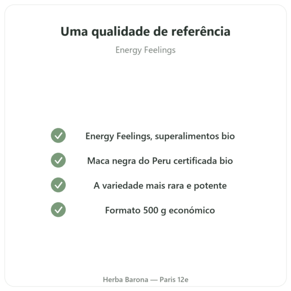 Maca Preta Bio em pó – Energy Feelings – 500 g qualidade Paris Herba Barona