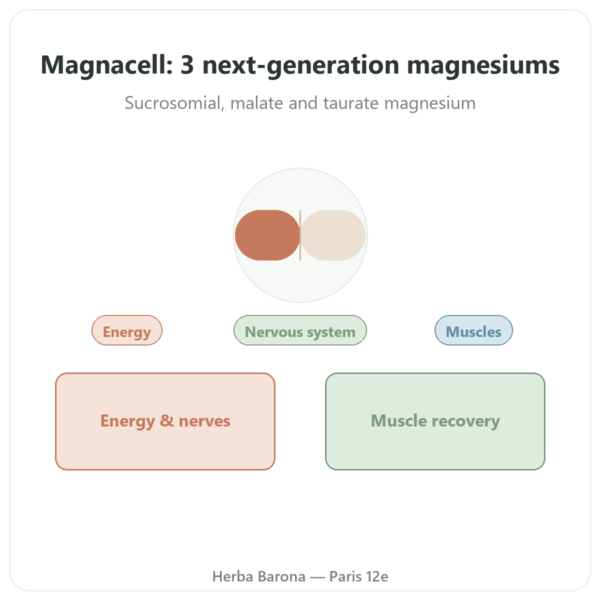 Magnacell – SIHO – 3-Magnesium Complex – 60 capsules presentation Paris Herba Barona