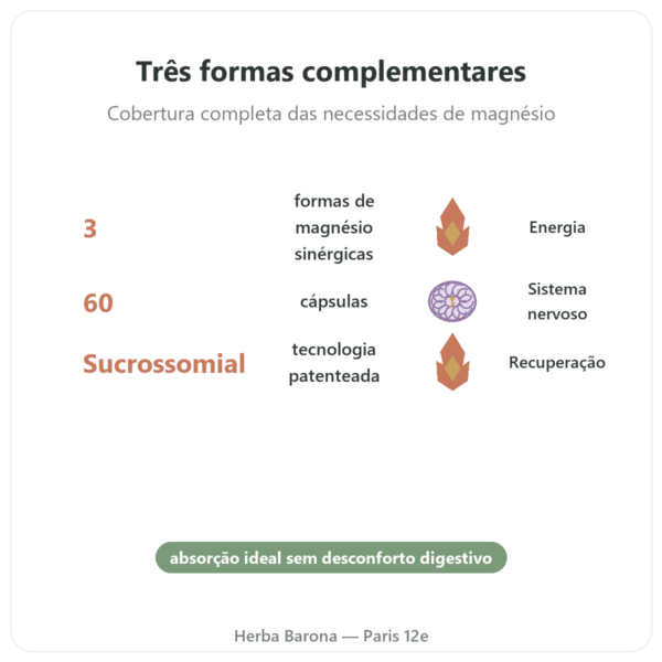 Magnacell – SIHO – Complexo 3 Magnésios – 60 cápsulas benefícios e dados principais Paris Herba Barona