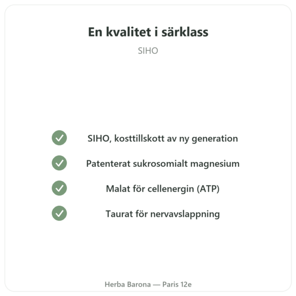 Magnacell – SIHO – Komplex av 3 Magnesium – 60 kapslar kvalitet Paris Herba Barona