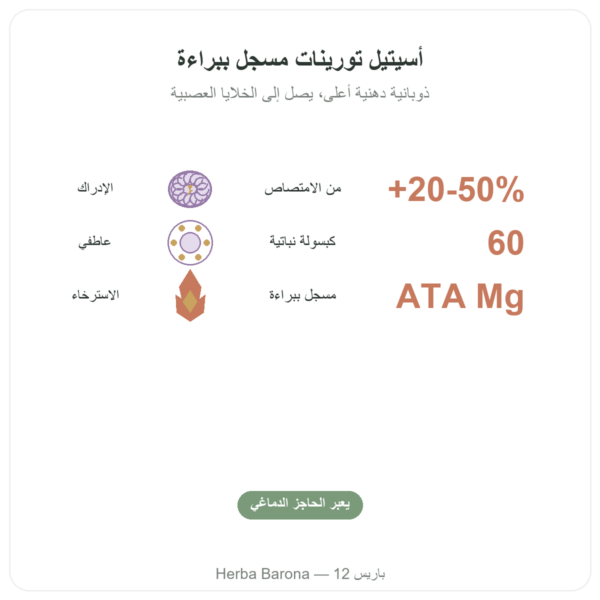 مغنيسيوم أسيتيل تورينات ATA Mg – 60 كبسولة – Dynveo الفوائد والمعطيات الرئيسية Paris Herba Barona