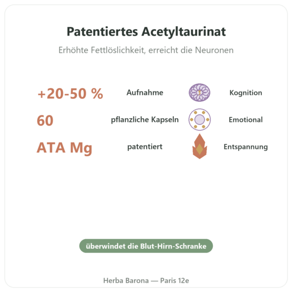Magnesium-Acetyltaurinat ATA Mg® – Dynveo – 60 Kapseln Vorteile und Fakten Paris Herba Barona