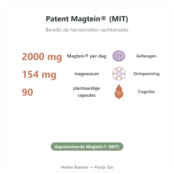 Magnesium L-threonaat Magtein Dynveo 90 capsules voordelen en kerngegevens Paris Herba Barona
