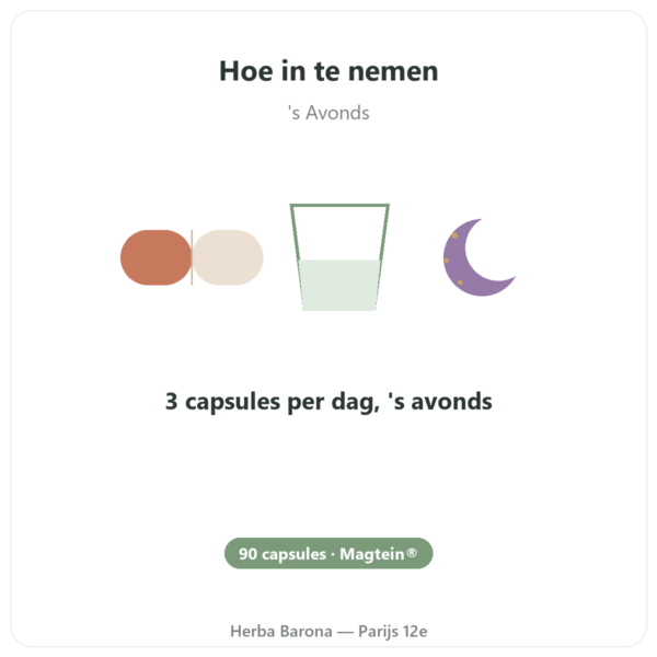 Magnesium L-threonaat Magtein Dynveo 90 capsules gebruiksaanwijzing en dosering Paris Herba Barona