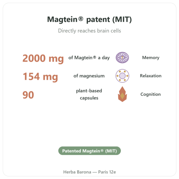Magnesium L-Threonate (Magtein®) – Dynveo – 90 capsules benefits and key facts Paris Herba Barona