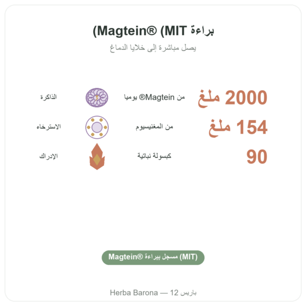 L-ثريونات المغنيسيوم – Magtein® – Dynveo – 90 كبسولة الفوائد والمعطيات الرئيسية Paris Herba Barona
