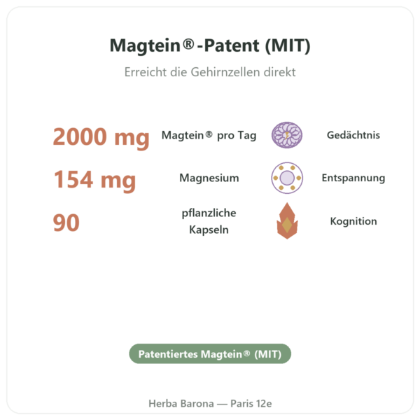 Magnesium-L-Threonat Magtein® – Dynveo – 90 Kapseln Vorteile und Fakten Paris Herba Barona