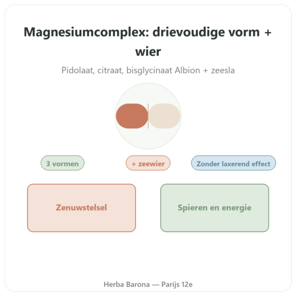 Magnesiumcomplex - Nutrimuscle - 60 capsules presentatie Paris Herba Barona