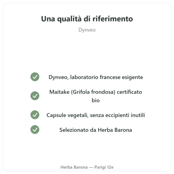 Maitake bio – Dynveo – 20% beta-glucani – 500mg – 60 capsule qualità Paris Herba Barona
