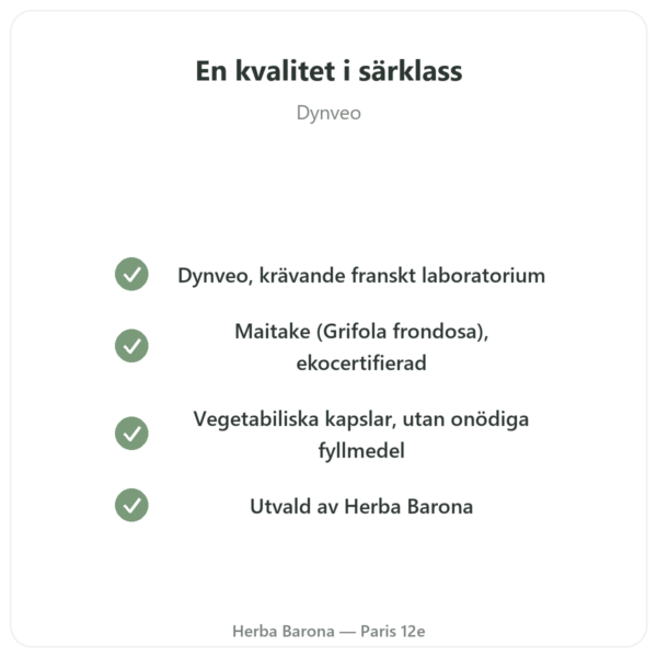Maitake eko – Dynveo – 20 % betaglukaner – 500 mg – 60 kapslar kvalitet Paris Herba Barona