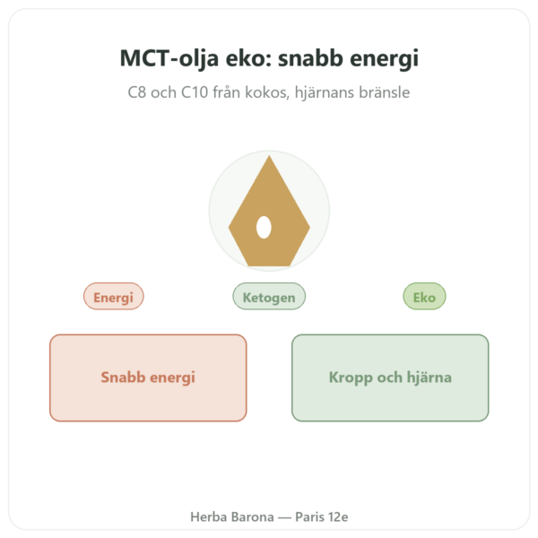 MCT-olja ekologisk Amanprana 500 ml – C8 och C10 presentation Paris Herba Barona