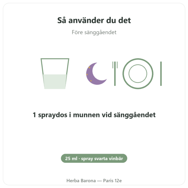 Melatonin 1 mg + Passionsblomma Spray Cassis – Osavi – 25 ml användning och dosering Paris Herba Barona