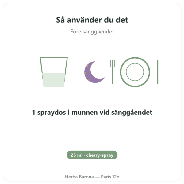 Melatonin 1 mg + Passionsblomma Spray Cherry – Osavi – 25 ml användning och dosering Paris Herba Barona