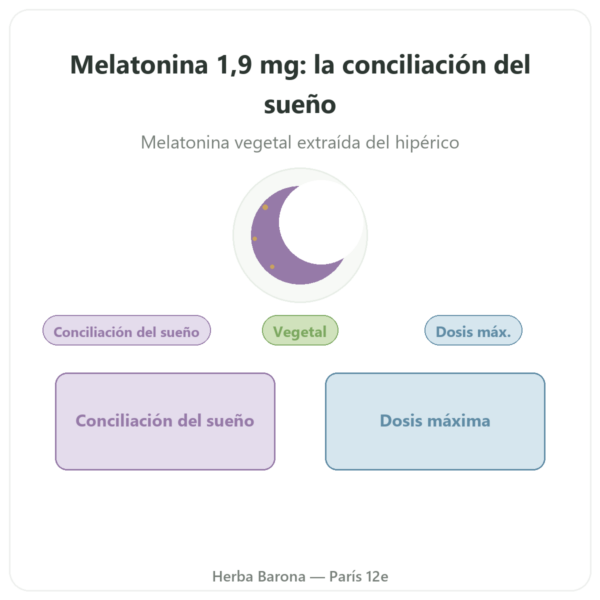 Melatonina Vegetal Dynveo 1,9 mg – 60 cápsulas presentación Paris Herba Barona