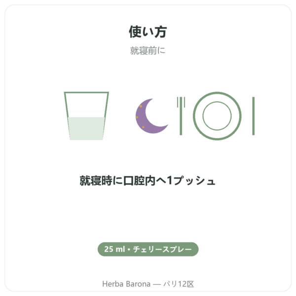 メラトニン 1mg + パッションフラワー スプレー チェリー – Osavi – 25 ml directions and dosage Paris Herba Barona