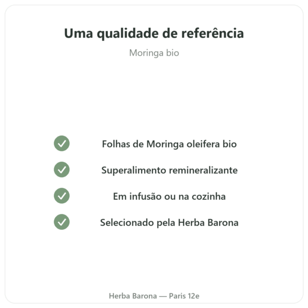 Moringa Bio em Folha – 60 g qualidade Paris Herba Barona