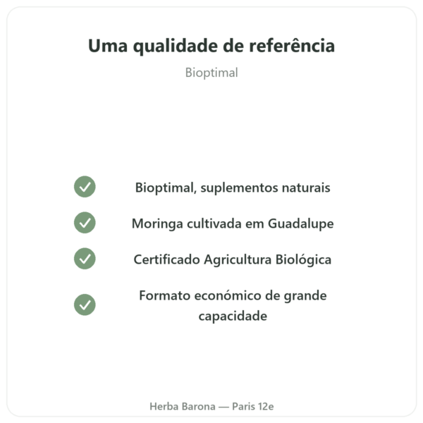 Moringa Bio em pó 300 g – Bioptimal – Superalimento qualidade Paris Herba Barona