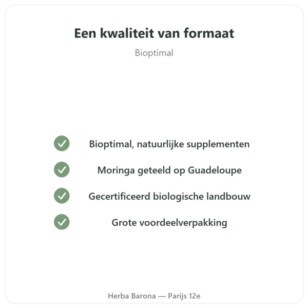 Moringa Bio poeder 300 g – Bioptimal – Superfood kwaliteit Paris Herba Barona