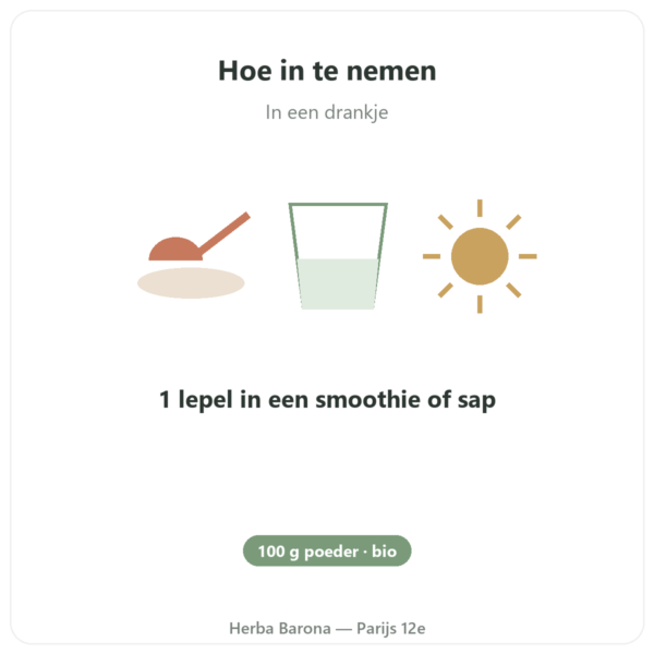 Moringa Bio poeder 100 g – Bioptimal – Superfood gebruiksaanwijzing en dosering Paris Herba Barona