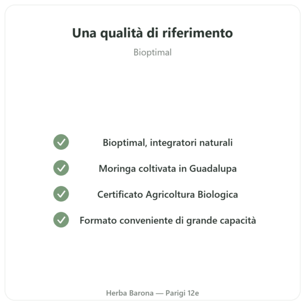 Moringa Bio Polvere – Bioptimal – 300 g qualità Paris Herba Barona