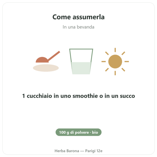 Moringa Bio in polvere 100 g – Bioptimal – Superalimento modo d'uso e dosaggio Paris Herba Barona