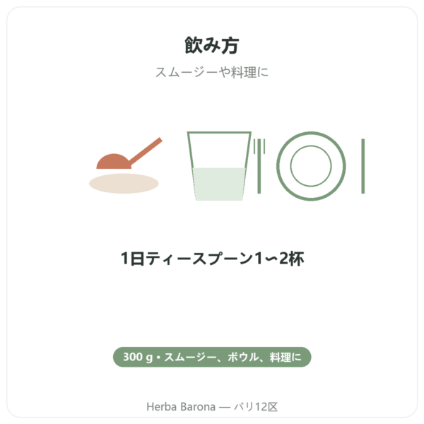 モリンガ オーガニック パウダー 300 g – Bioptimal – スーパーフード directions and dosage Paris Herba Barona