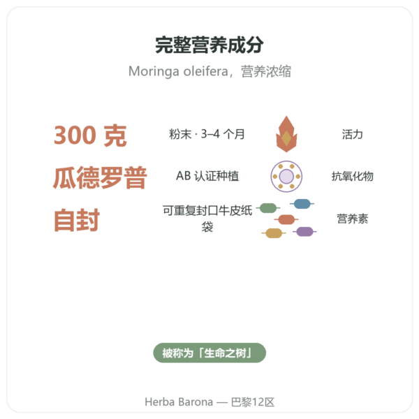Bioptimal 有机辣木粉 300 克 – 超级食物 功效与数据 Paris Herba Barona