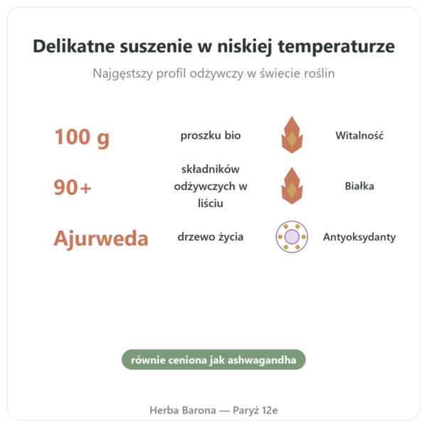 Moringa Bio proszek 100 g – Bioptimal – Superfood korzyści i najważniejsze fakty Paris Herba Barona