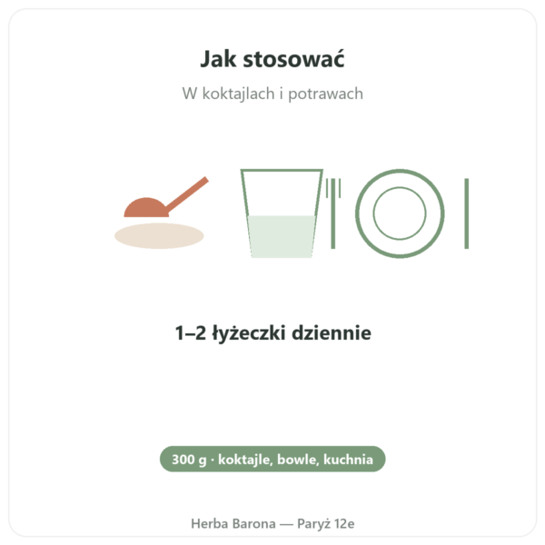 Moringa Bio proszek 300 g – Bioptimal – Superfood sposób użycia i dawkowanie Paris Herba Barona