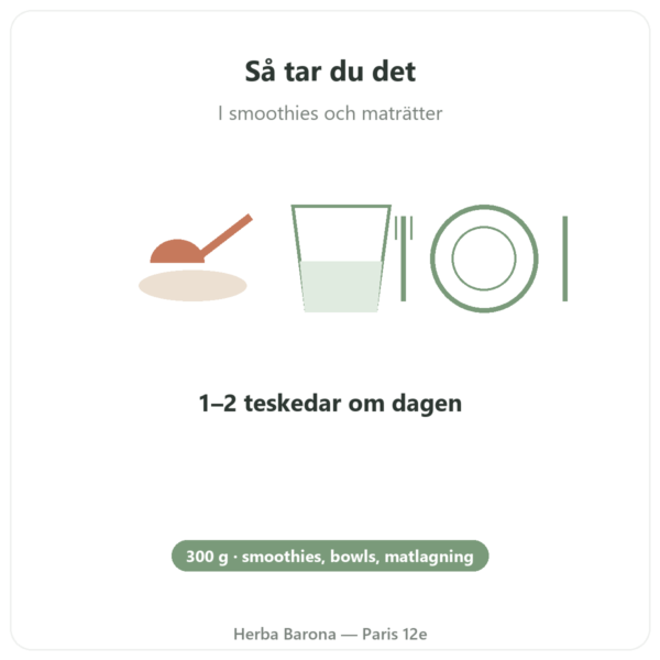 Moringa Bio pulver 300 g – Bioptimal – Superfood användning och dosering Paris Herba Barona
