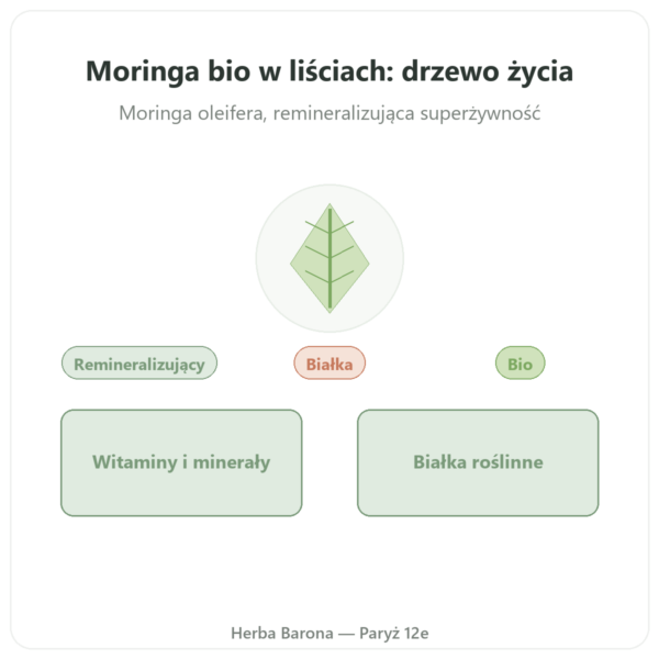 Moringa bio w liściach 60 g prezentacja Paris Herba Barona