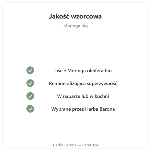 Moringa bio w liściach 60 g jakość Paris Herba Barona