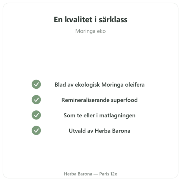 Moringa bio blad 60 g kvalitet Paris Herba Barona
