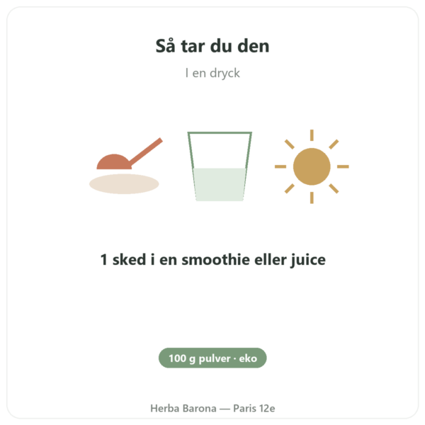 Moringa Ekologiskt Pulver 100 g – Bioptimal – Superfood användning och dosering Paris Herba Barona
