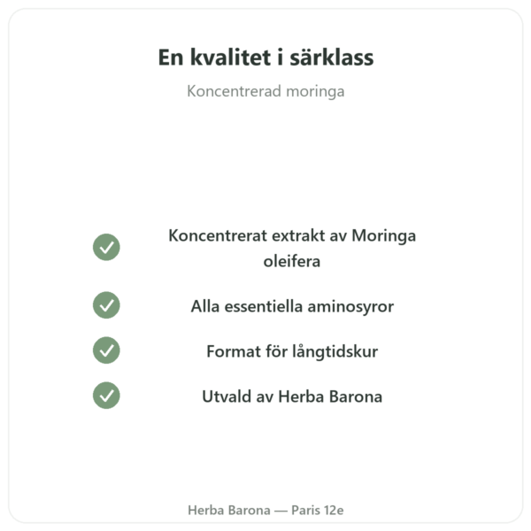 Moringa koncentrerad 300 mg – 200 kapslar kvalitet Paris Herba Barona