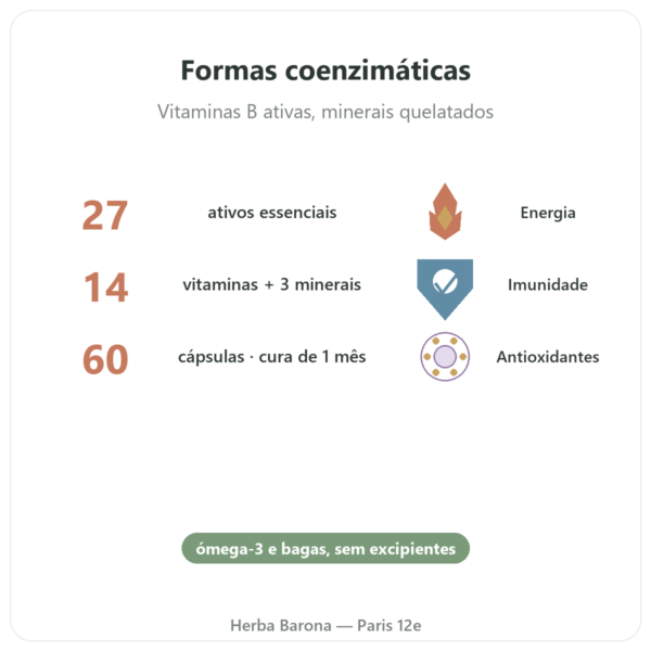 Multivitamínico Multi 27 – Dynveo – 60 Cápsulas benefícios e dados principais Paris Herba Barona