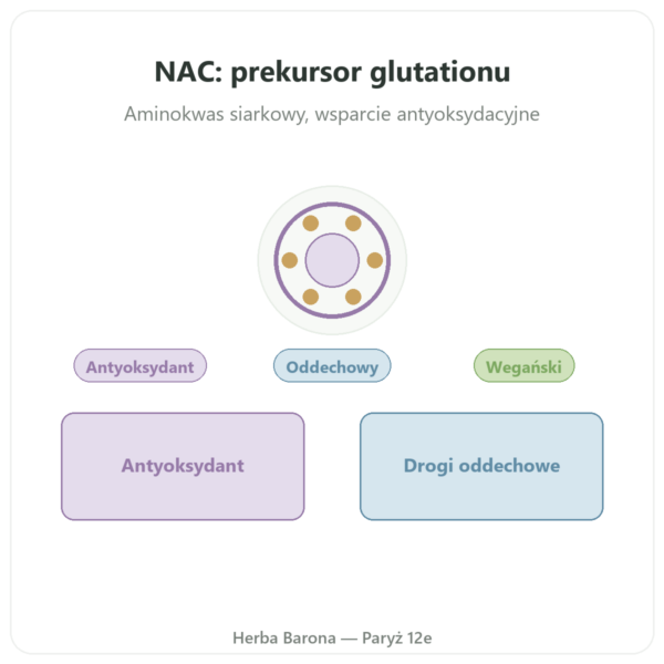 N-Acetylocysteina NAC – Dynveo – 600mg – 60 kapsułek prezentacja Paris Herba Barona