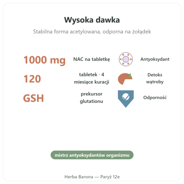 NAC (N-acetylocysteina) 1000 mg – 120 tabletek – Now Foods korzyści i najważniejsze fakty Paris Herba Barona