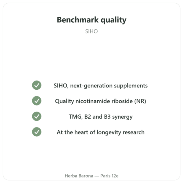 NAD+ – SIHO – Cellular Energy & Longevity – 60 capsules quality Paris Herba Barona