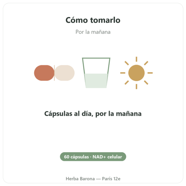 NAD+ – SIHO – Energía Celular y Longevidad – 60 Cápsulas modo de empleo y dosis Paris Herba Barona