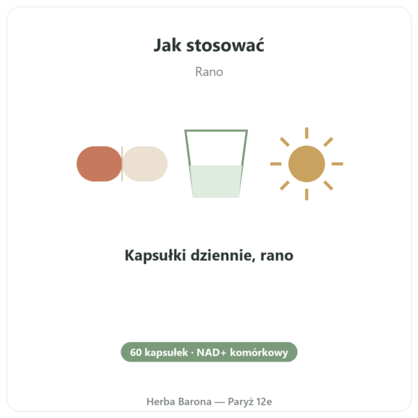 NAD+ – SIHO – Energia Komórkowa i Długowieczność – 60 Kaps. sposób użycia i dawkowanie Paris Herba Barona