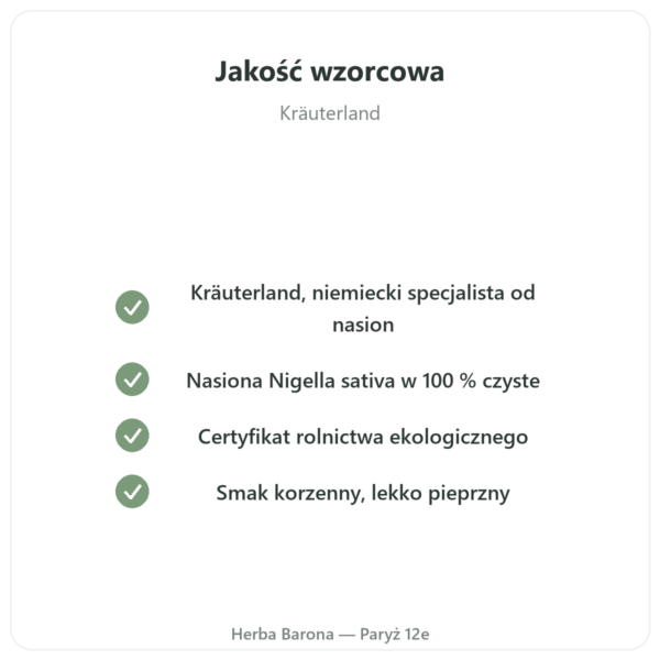Nasiona Czarnuszki Bio – Kräuterland – 500 g jakość Paris Herba Barona