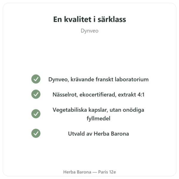 Nässelrot Eko – Dynveo – Extrakt 4:1 – 60 kapslar kvalitet Paris Herba Barona