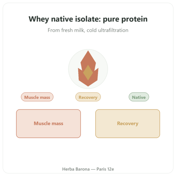 Native Whey Protein Isolate - Dynveo - 1 kg presentation Paris Herba Barona
