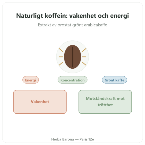 Naturligt Koffein Nutrimuscle 30 kapslar presentation Paris Herba Barona