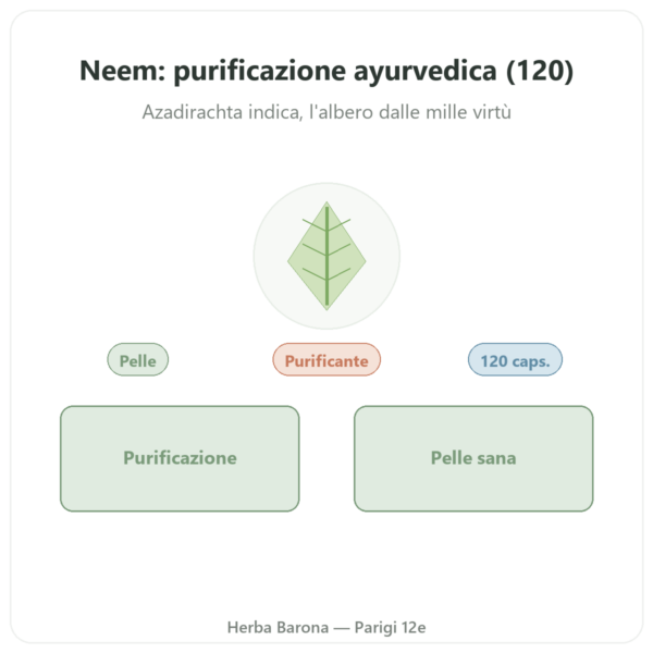 Neem – Ayur-vana – 120 capsule presentazione Paris Herba Barona