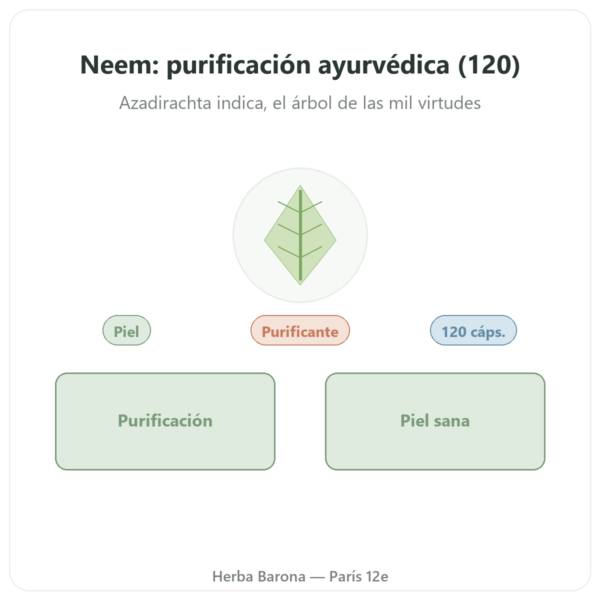 Neem – Ayur-vana – 120 Cápsulas presentación Paris Herba Barona