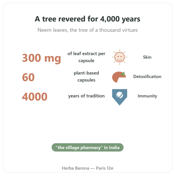 Neem – Ayur-vana – 60 capsules benefits and key facts Paris Herba Barona