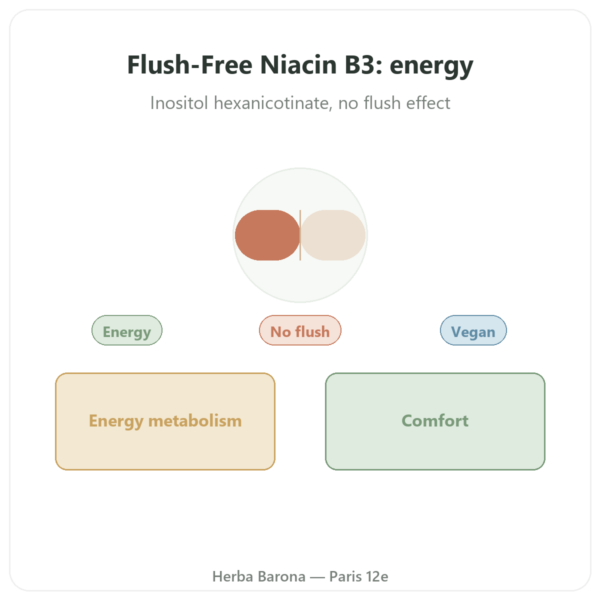 Niacin B3 Flush-Free - Now Foods - 90 Capsules presentation Paris Herba Barona